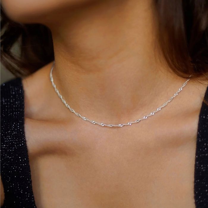 Naszyjnik Srebrny Damski 60 Cm Singapur Łańcuszek Włoski / 925 Na Prez