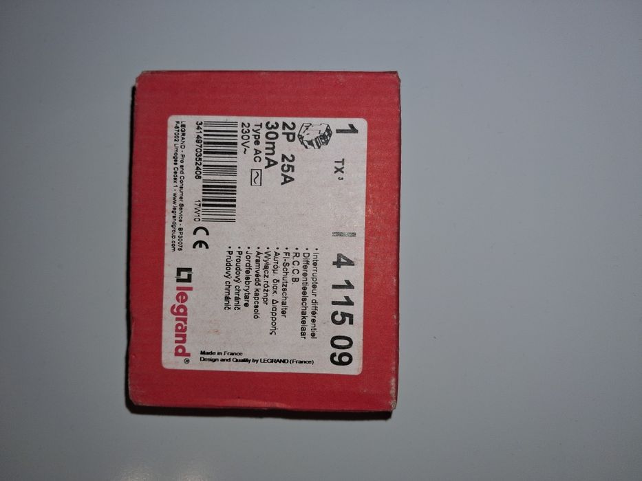 Legrand TX³ 411509 – Wyłącznik różnicowoprądowy 2P 25A 30mA AC