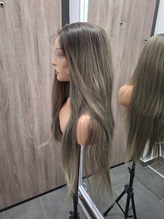 Długa Prosta Ciemny Blond Peruka Koronkowej Siateczce Lace Front Wig