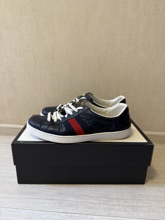 Gucci Ace Leather Web чоловічі шкіряні кросівки оригінал