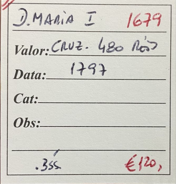Moeda 1679 - D. MARIA I - Cruzado 480 Reis 1797 Prata