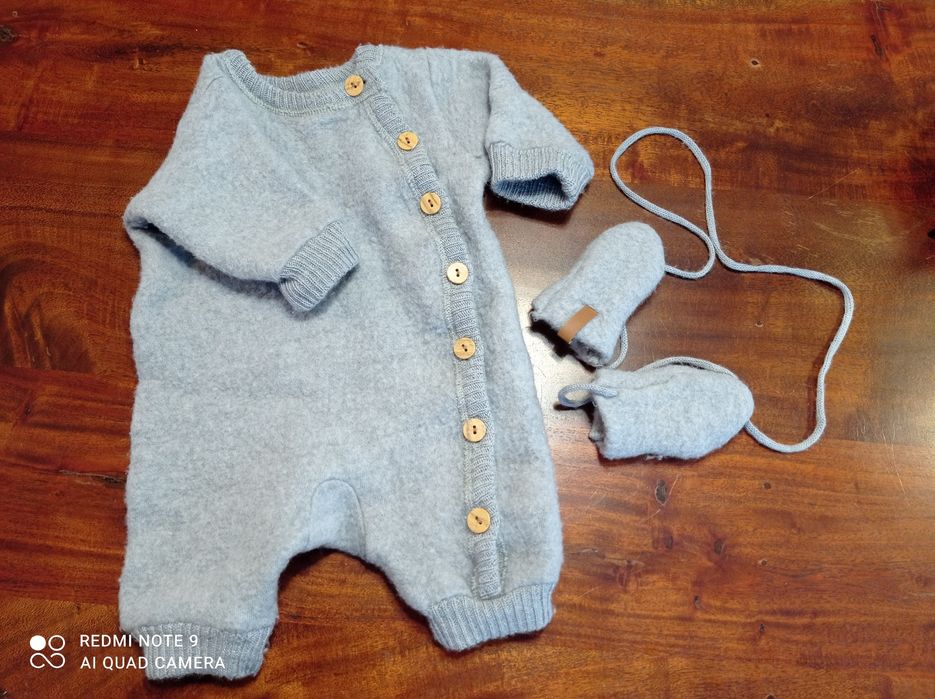 Rampers pajac cmini Cubus 50 56 62 wełniany merino wełna jak joha