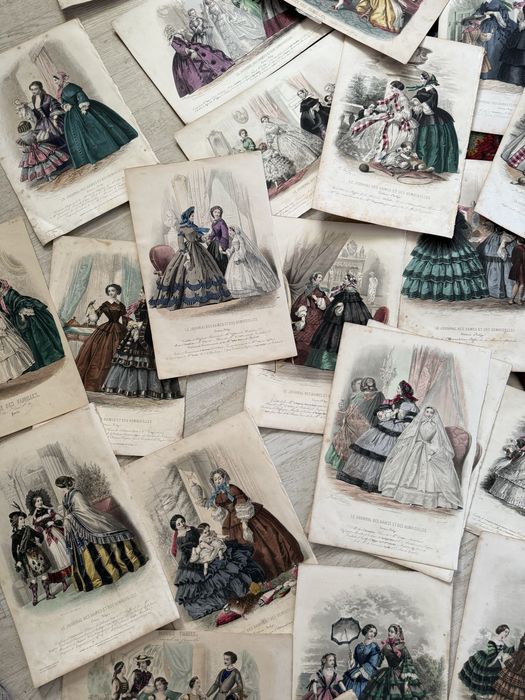 Старинные цветные гравюры . Гравюры мода . Мода.