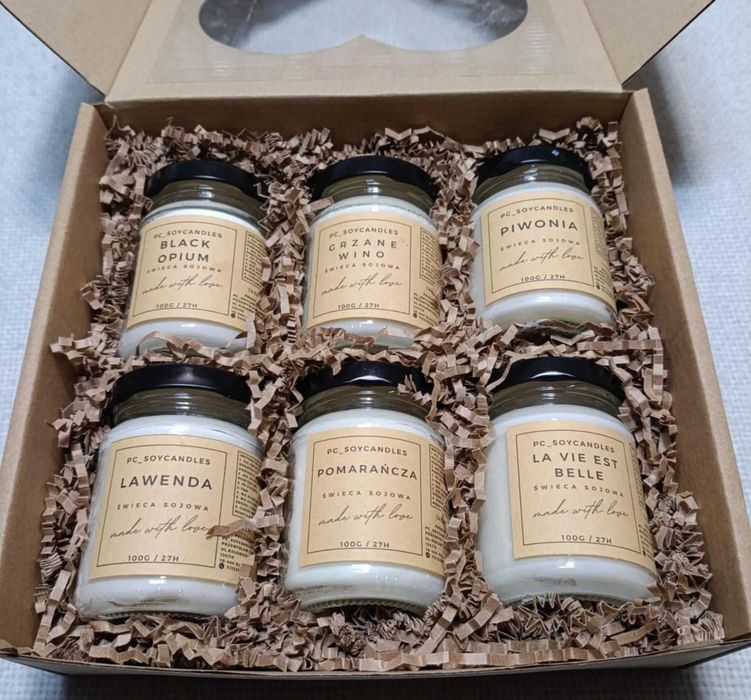 Zestaw Prezentowy Świece Sojowe Zapachowe 6x143ml Serce