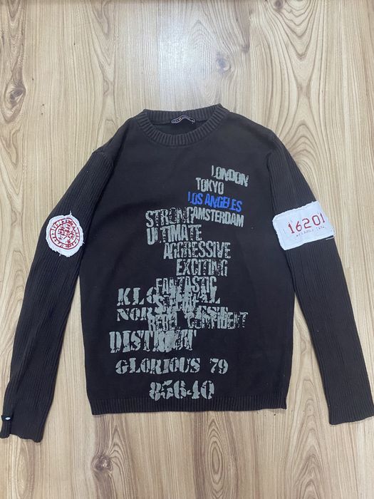 sweter brazowy affliction opium y2k