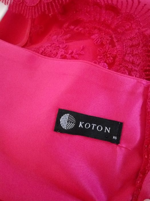 Sukienka fuksja róż koronka koton xs wesele chrzciny