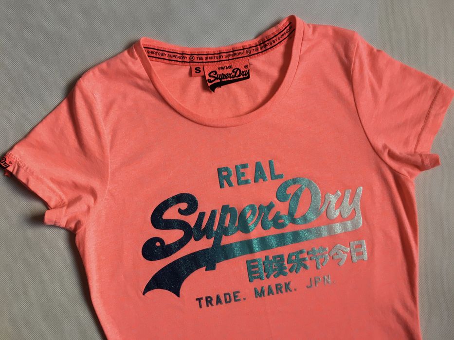 SuperDry koszulka bluzka neon glitter 36 S M ombre logo
