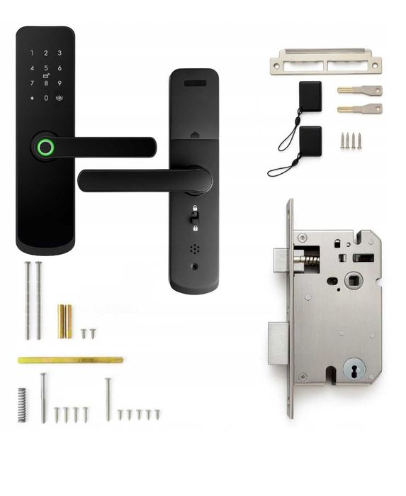 ZAMEK ELEKTRONICZNY KLAMKA DO drzwi czarna NA kod odcisk palcaTUYA