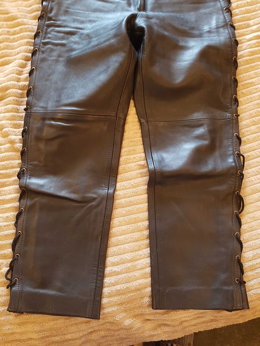 Кожаные Стильные Байкерские Штаны