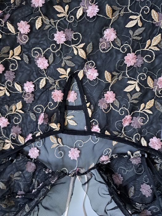 Пеньюар черный прозрачный кружевной,  размер S, новый