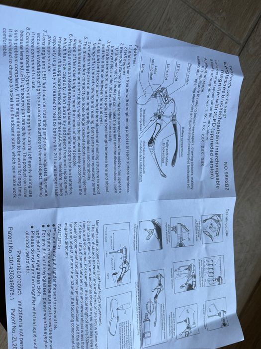 Okulary do prac precyzyjnych z oświetleniem led , nowe