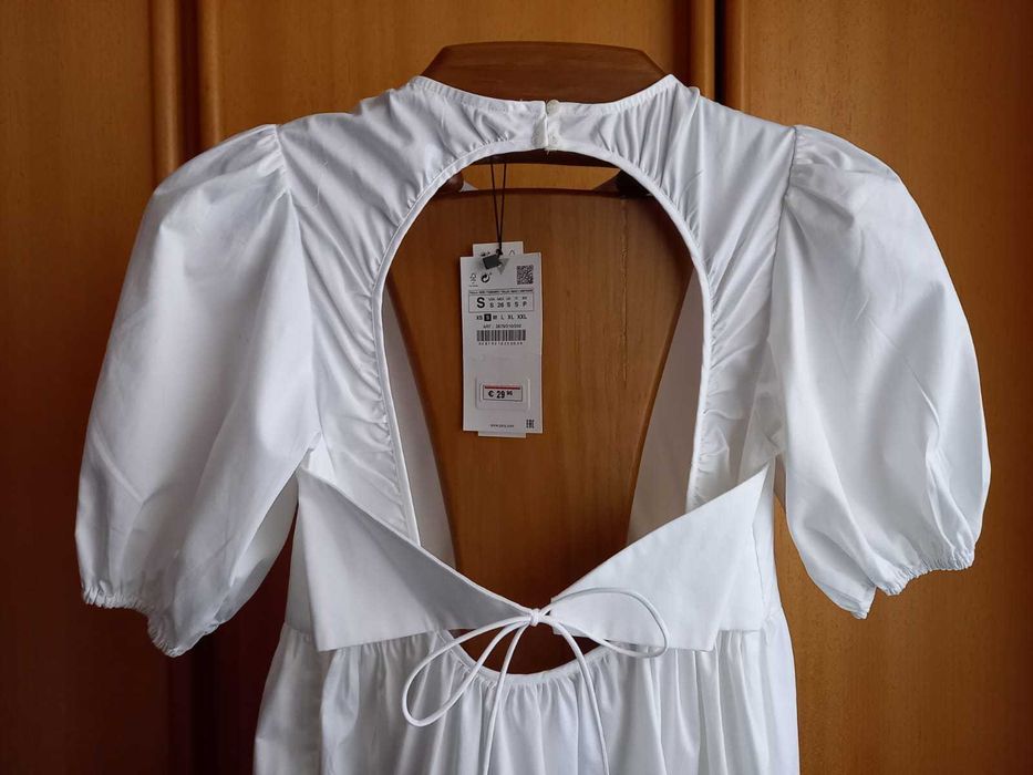 (NOVO C/ ETIQUETA, PORTES GRÁTIS) ZARA - Vestido Curto Costas (Branco)