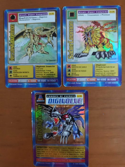 Cartas antigas Digimon da Bandai 1999