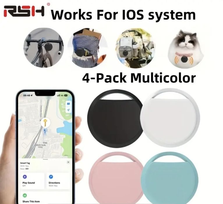 4-шт Трекер для iPhone (iTag/Аналог AirTag) | Працює з Apple Find My