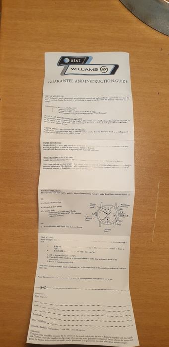 Relógio  Colecção  F1 WILLIAMS  RENAULT