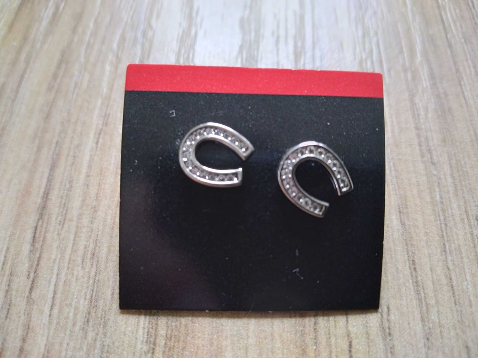 Kolczyki srebrne podkowa z cyrkonią