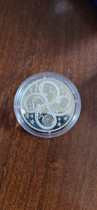 Moeda de prata FRANÇA 1 1/2 Euro EUROPA - primeiro aniversário do Euro