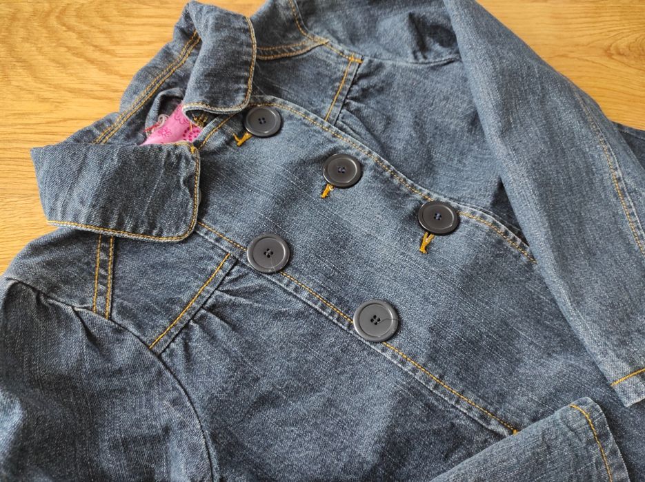 Kurtka jeansowa, lekko ocieplana, 146, super stan