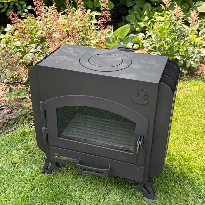 Піч буржуйка зі склом "Камін Батарея", тривалого горіння, метал 4мм