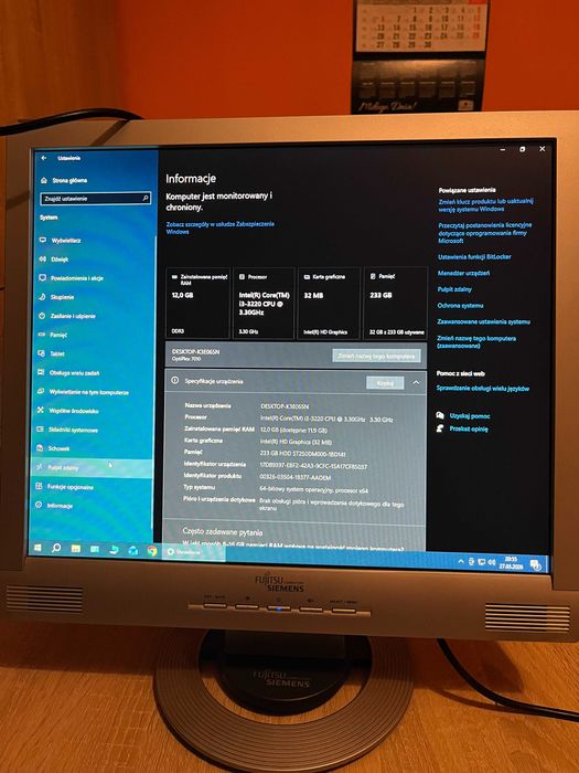 PC DELL OPTIPLEX 7010+Fujitsu 19" z głośnikami