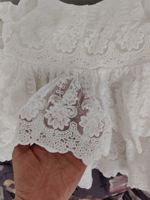 Zestaw na chrzciny sukienka buciki opaska