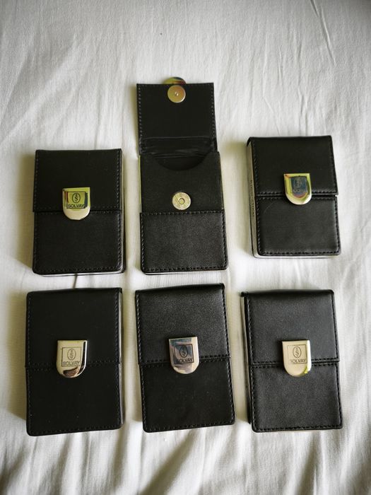 6 skórzanych czarnych wizytowników