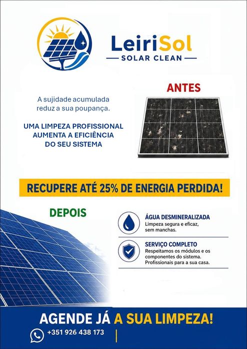 Limpeza e manutenção de paineis solares e térmicos