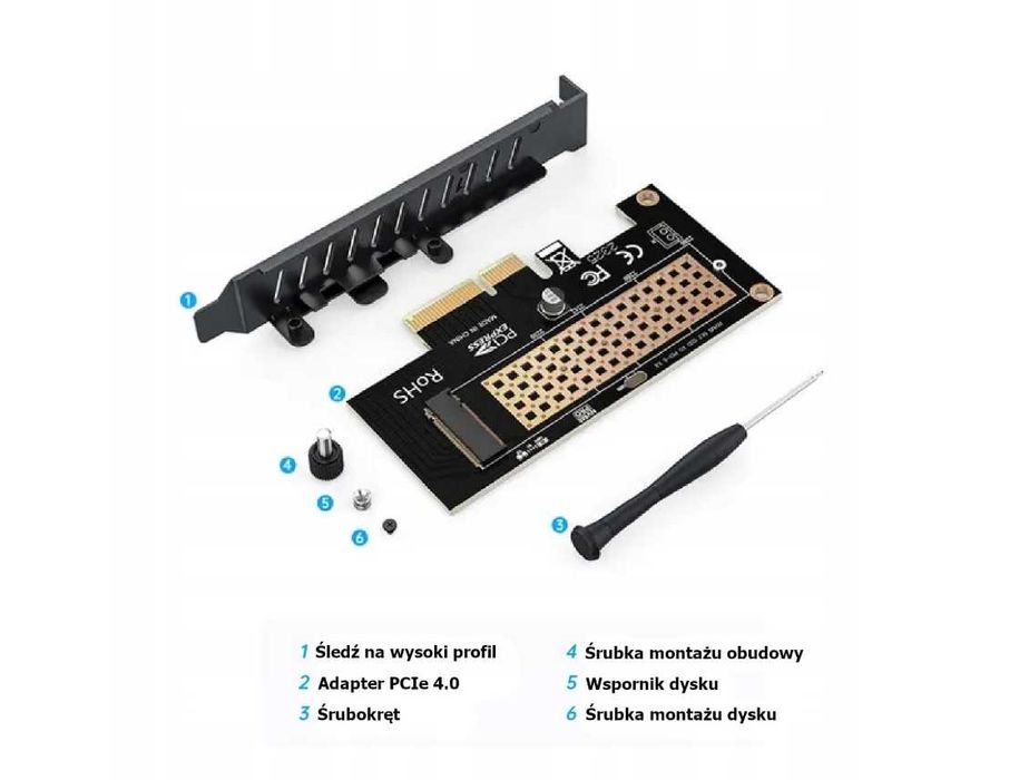 Przejściówka Adapter dysku M2 NVMe do PCIe 4.0 x1 Jeyi