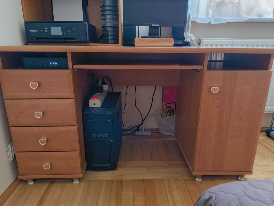 Biurko - szafka, 4 szuflady, półka na klawiaturę