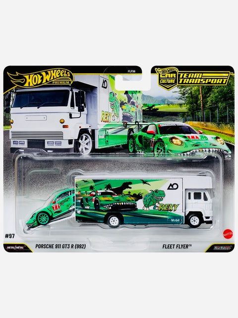 Porsche 911 GT3 R (992) та FLEET FLYER™ преміум машинка hot wheels team transport