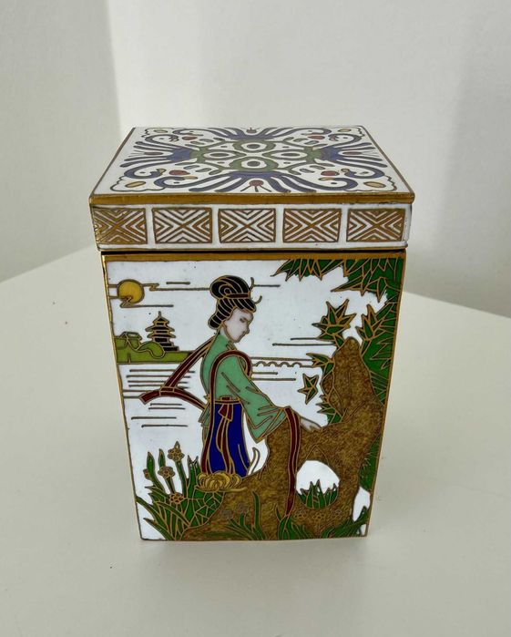 Caixa chinesa de chá em Cloisonné