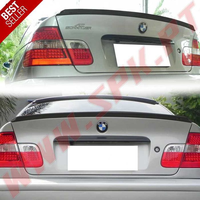 AILERON TRASEIRO LOOK AC BMW E46 - Plástico Preto Brilhante - Novo