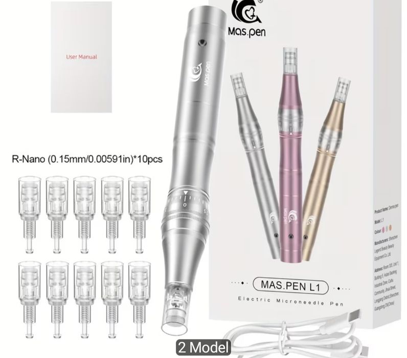 Derma pen mas pen mezoterapia mikroigłowa nowy+ 10 kartridży nano