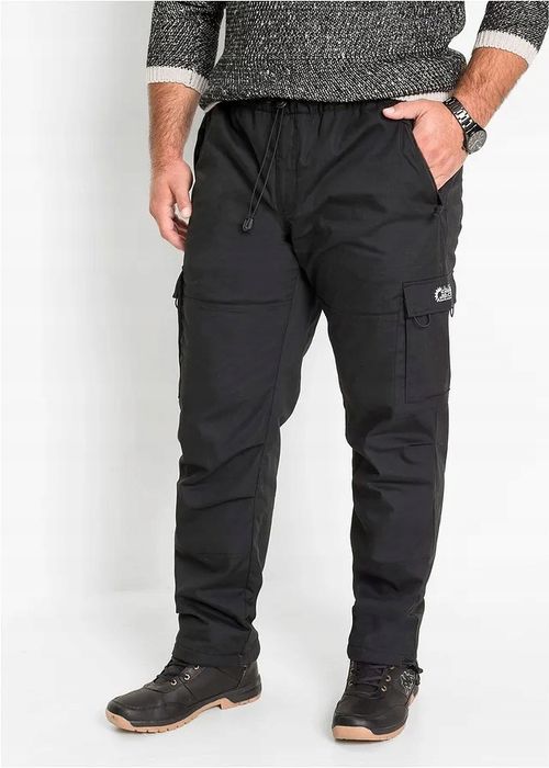 B.P.C męskie spodnie czarne ocieplane z gumką w talii ^60