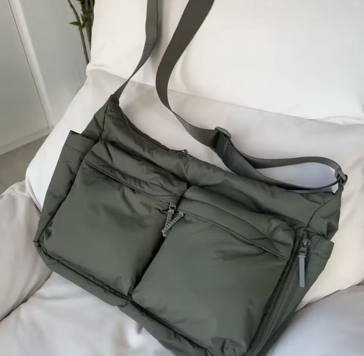 Сумка унисекс хаки, черная в стиле харадзюку 2 вида