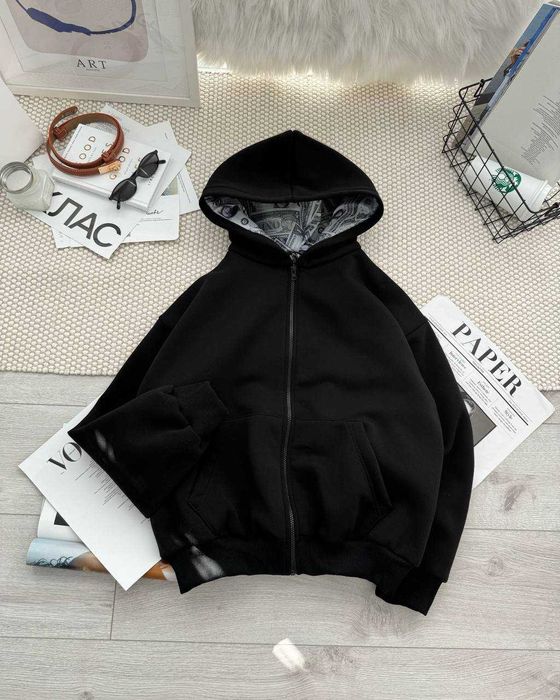 Вкорочене зіп худі оверсайз на флісі (Туреччина) свитшот світшот худи