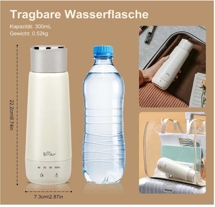 Bear 300 ml 4-temperaturowy, podróżny czajnik elektryczny