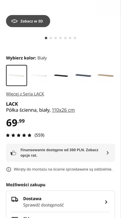 Półka  ikea 110 cm  biala stan bdb