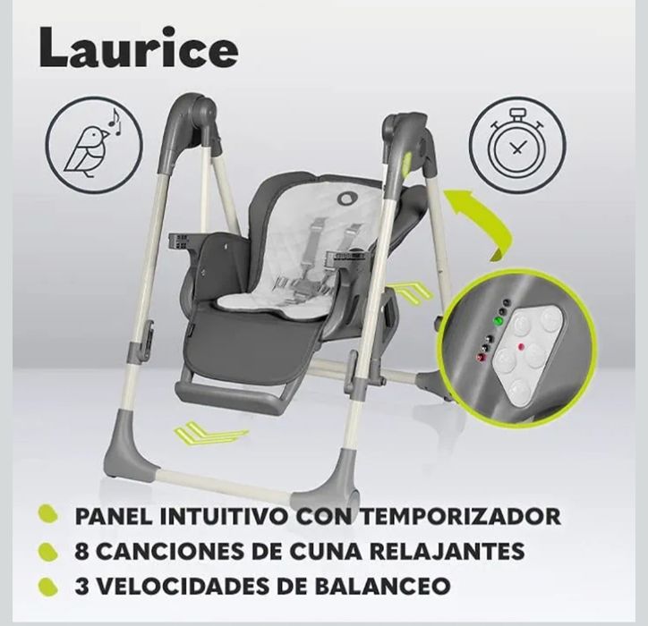 Cadeira refeição e baloiço 2 em 1 automática para bebé