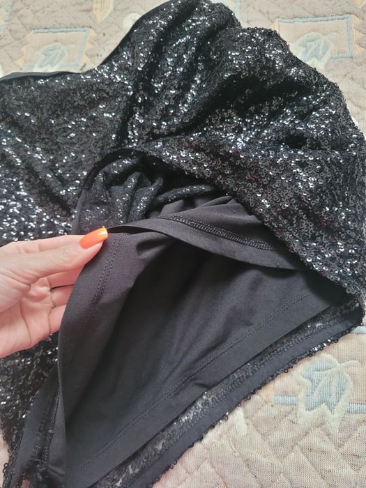 Паєтка тканина паетка ткань черная юбка короткая красивая италия рукод