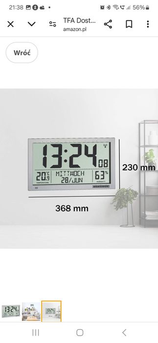 TFA Dostmann Radiowy zegar ścienny XXL60.4517.54 z temperaturą  wi