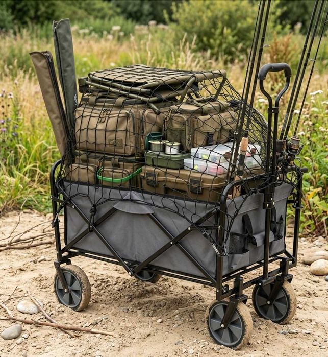 Wózek Wędkarski Plażowy 145L NOWY Zestaw 2w1 Transportowy + Siatka