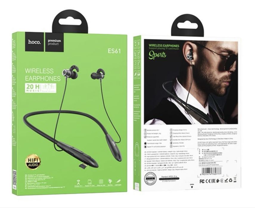 Беспроводные Спорт наушники вакуумные с Micro SD Hoco ES61 Bluetooth