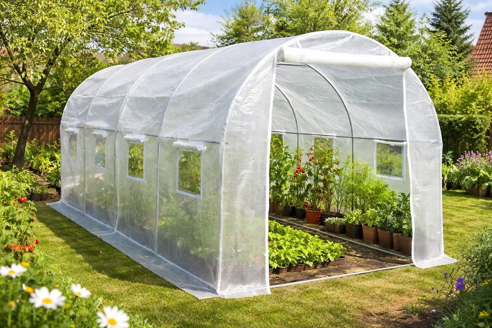 NOWA Szklarnia Ogrodowa 3x2x2 m z Poliwęglanu Namiot Tunel Foliowy Ze Stelażem Ocynk Folia Na Tunel Ogrodowy Do Warzyw Okazja Faktura Nowość Wyprzedaż