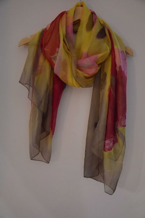 duży szal/chusta/pareo kwiaty silk feeling poliester