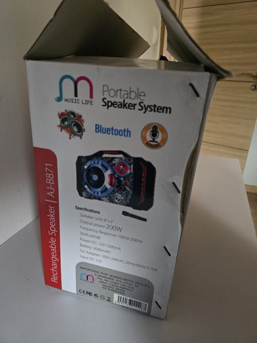 Coluna Portátil Bluetooth Recarregável Music Life AJ-B871