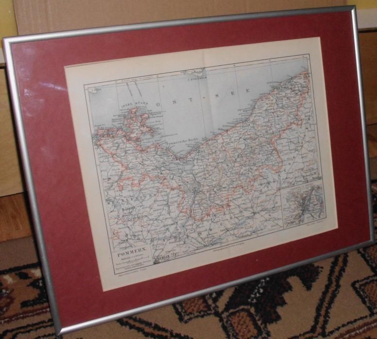 POMORZE oryginalna XIX w. mapa do wystroju wnętrz