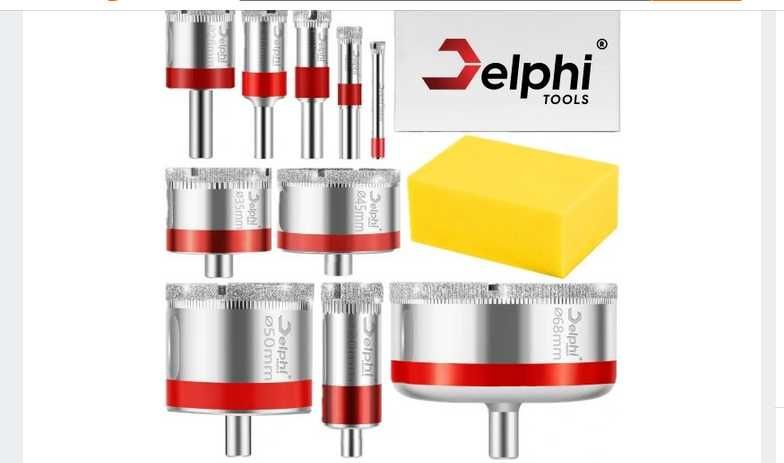 Otwornice DIAMENTOWE Koronka Do Gresu Płytek Zestaw 10 szt  6-68mm