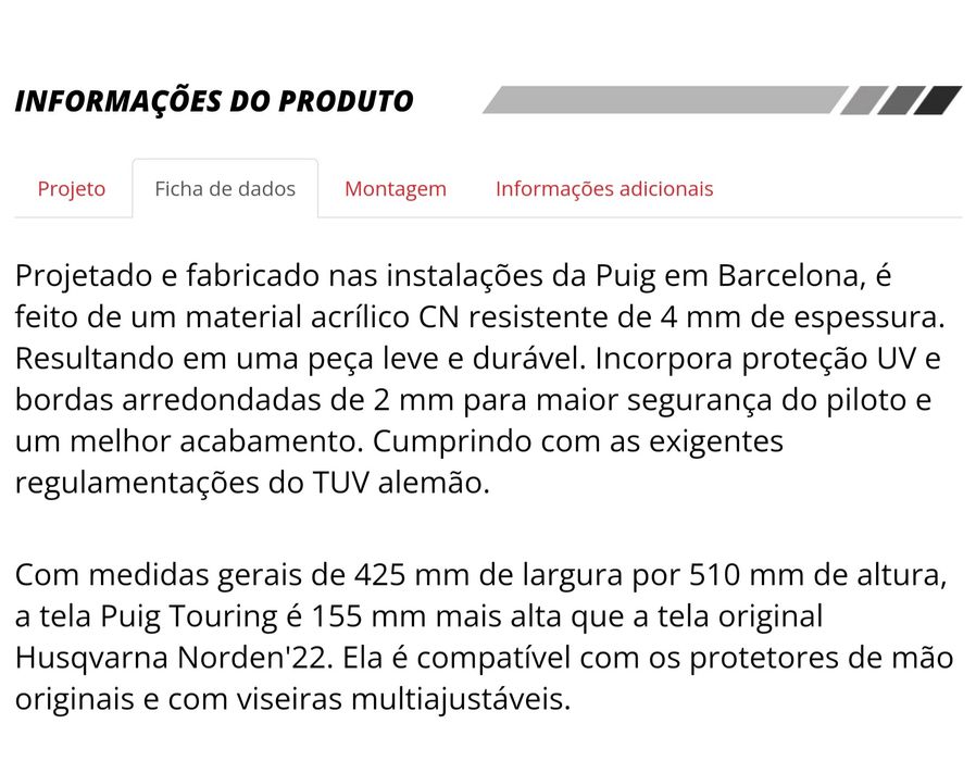 Husqvarna norden vidro da puig  e amortecedor traseiro