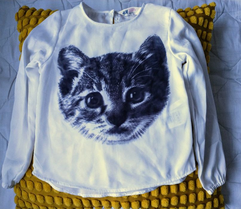 Elegancka bluzka z kotem dla dziewczynki 116